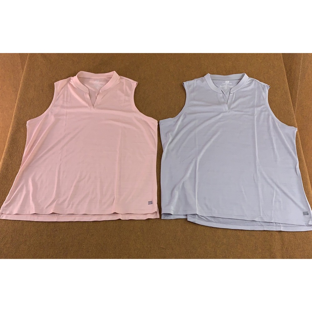Three Sixty Six Womens Size XXL Pink Sleeveless Textured Golf Polo Shirt New